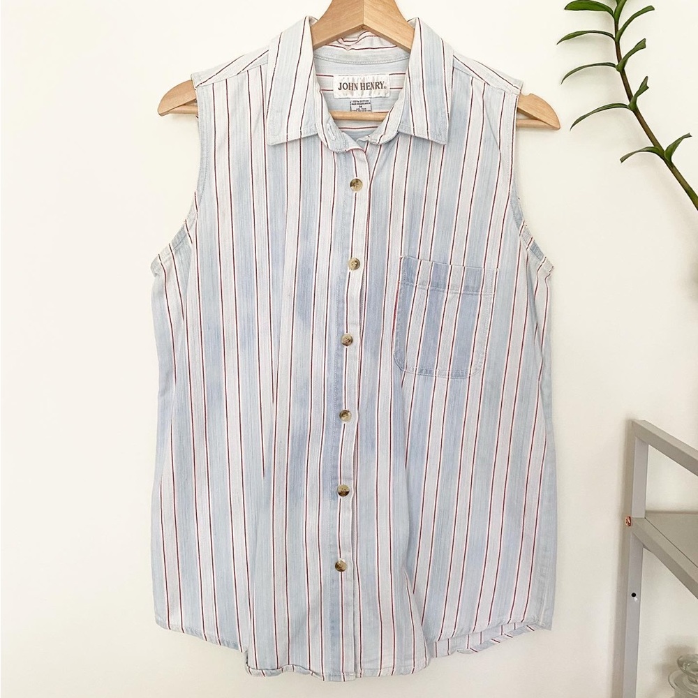 Vintage Denim Sleeveless Button Up
